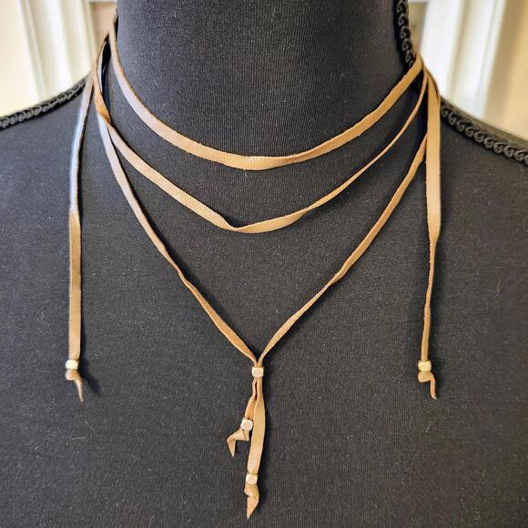 Lily Rain Jewelry - NWT Lily Rain Vegan Leather Brown Choker Bohemian Lariat Style Multi-Strand